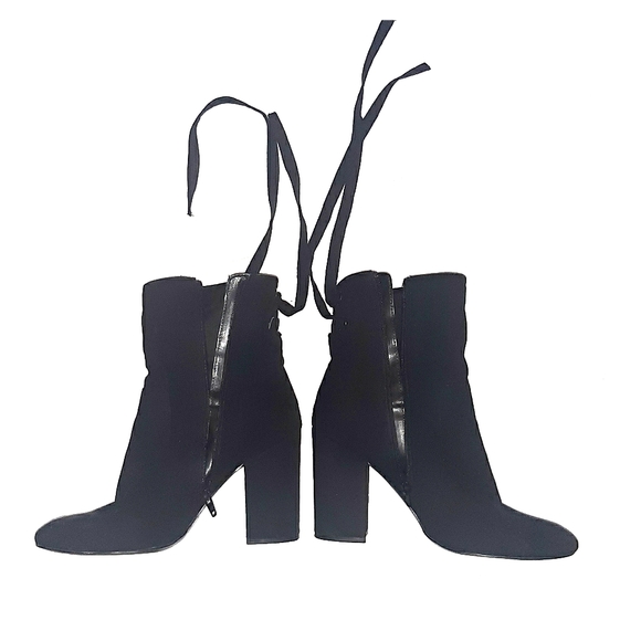 Nine west suede 4" heel black ankle booties boots - Picture 1 of 8